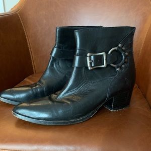 Barely worn black leather Frye booties